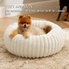imageBedsure Donut Medium Dog Bed  Washable Faux Fur with Corduroy Fleece ampamp Anti Slip Bottom Round Pet Bed with Removable Cover Cream 30x30x8 inchesCream