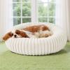 imageBedsure Donut Medium Dog Bed  Washable Faux Fur with Corduroy Fleece ampamp Anti Slip Bottom Round Pet Bed with Removable Cover Cream 30x30x8 inchesCream