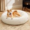imageBedsure Donut Medium Dog Bed  Washable Faux Fur with Corduroy Fleece ampamp Anti Slip Bottom Round Pet Bed with Removable Cover Cream 30x30x8 inchesCream