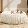 imageBedsure Donut Medium Dog Bed  Washable Faux Fur with Corduroy Fleece ampamp Anti Slip Bottom Round Pet Bed with Removable Cover Cream 30x30x8 inchesCream