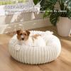 imageBedsure Donut Medium Dog Bed  Washable Faux Fur with Corduroy Fleece ampamp Anti Slip Bottom Round Pet Bed with Removable Cover Cream 30x30x8 inchesCream