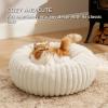 imageBedsure Donut Medium Dog Bed  Washable Faux Fur with Corduroy Fleece ampamp Anti Slip Bottom Round Pet Bed with Removable Cover Cream 30x30x8 inchesCream