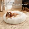 imageBedsure Donut Medium Dog Bed  Washable Faux Fur with Corduroy Fleece ampamp Anti Slip Bottom Round Pet Bed with Removable Cover Cream 30x30x8 inchesCream