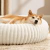 imageBedsure Donut Medium Dog Bed  Washable Faux Fur with Corduroy Fleece ampamp Anti Slip Bottom Round Pet Bed with Removable Cover Cream 30x30x8 inchesCream