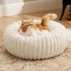 imageBedsure Donut Medium Dog Bed  Washable Faux Fur with Corduroy Fleece ampamp Anti Slip Bottom Round Pet Bed with Removable Cover Cream 30x30x8 inchesCream