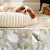 imageBedsure Donut Medium Dog Bed  Washable Faux Fur with Corduroy Fleece ampamp Anti Slip Bottom Round Pet Bed with Removable Cover Cream 30x30x8 inchesCream