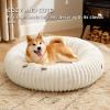 imageBedsure Donut Medium Dog Bed  Washable Faux Fur with Corduroy Fleece ampamp Anti Slip Bottom Round Pet Bed with Removable Cover Cream 30x30x8 inchesCream