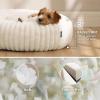 imageBedsure Donut Medium Dog Bed  Washable Faux Fur with Corduroy Fleece ampamp Anti Slip Bottom Round Pet Bed with Removable Cover Cream 30x30x8 inchesCream