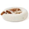 imageBedsure Donut Medium Dog Bed  Washable Faux Fur with Corduroy Fleece ampamp Anti Slip Bottom Round Pet Bed with Removable Cover Cream 30x30x8 inchesCream