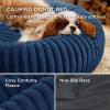 imageBedsure Donut Medium Dog Bed  Washable Faux Fur with Corduroy Fleece ampamp Anti Slip Bottom Round Pet Bed with Removable Cover Cream 30x30x8 inchesNight Blue