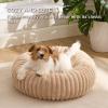 imageBedsure Donut Medium Dog Bed  Washable Faux Fur with Corduroy Fleece ampamp Anti Slip Bottom Round Pet Bed with Removable Cover Cream 30x30x8 inchesSandy Tan