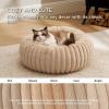 imageBedsure Donut Medium Dog Bed  Washable Faux Fur with Corduroy Fleece ampamp Anti Slip Bottom Round Pet Bed with Removable Cover Cream 30x30x8 inchesSandy Tan