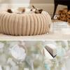 imageBedsure Donut Medium Dog Bed  Washable Faux Fur with Corduroy Fleece ampamp Anti Slip Bottom Round Pet Bed with Removable Cover Cream 30x30x8 inchesSandy Tan