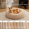 imageBedsure Donut Medium Dog Bed  Washable Faux Fur with Corduroy Fleece ampamp Anti Slip Bottom Round Pet Bed with Removable Cover Cream 30x30x8 inchesSandy Tan