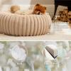 imageBedsure Donut Medium Dog Bed  Washable Faux Fur with Corduroy Fleece ampamp Anti Slip Bottom Round Pet Bed with Removable Cover Cream 30x30x8 inchesSandy Tan