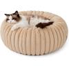 imageBedsure Donut Medium Dog Bed  Washable Faux Fur with Corduroy Fleece ampamp Anti Slip Bottom Round Pet Bed with Removable Cover Cream 30x30x8 inchesSandy Tan