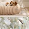 imageBedsure Donut Medium Dog Bed  Washable Faux Fur with Corduroy Fleece ampamp Anti Slip Bottom Round Pet Bed with Removable Cover Cream 30x30x8 inchesSandy Tan