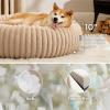 imageBedsure Donut Medium Dog Bed  Washable Faux Fur with Corduroy Fleece ampamp Anti Slip Bottom Round Pet Bed with Removable Cover Cream 30x30x8 inchesSandy Tan