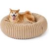 imageBedsure Donut Medium Dog Bed  Washable Faux Fur with Corduroy Fleece ampamp Anti Slip Bottom Round Pet Bed with Removable Cover Cream 30x30x8 inchesSandy Tan