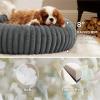 imageBedsure Donut Medium Dog Bed  Washable Faux Fur with Corduroy Fleece ampamp Anti Slip Bottom Round Pet Bed with Removable Cover Cream 30x30x8 inchesWarm Grey