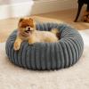 imageBedsure Donut Medium Dog Bed  Washable Faux Fur with Corduroy Fleece ampamp Anti Slip Bottom Round Pet Bed with Removable Cover Cream 30x30x8 inchesWarm Grey