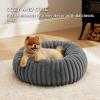 imageBedsure Donut Medium Dog Bed  Washable Faux Fur with Corduroy Fleece ampamp Anti Slip Bottom Round Pet Bed with Removable Cover Cream 30x30x8 inchesWarm Grey