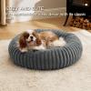 imageBedsure Donut Medium Dog Bed  Washable Faux Fur with Corduroy Fleece ampamp Anti Slip Bottom Round Pet Bed with Removable Cover Cream 30x30x8 inchesWarm Grey