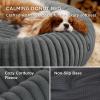 imageBedsure Donut Medium Dog Bed  Washable Faux Fur with Corduroy Fleece ampamp Anti Slip Bottom Round Pet Bed with Removable Cover Cream 30x30x8 inchesWarm Grey