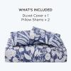 imageBedsure Duvet Cover Queen Size  100 Cotton Reversible Floral Queen Duvet Cover Set with Zipper Closure 3 Pieces Soft ampamp Breathable Green Bedding Set with 2 Pillow Shams 20quotx26quot02  Vintage Indigo No Comforter