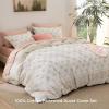 imageBedsure Duvet Cover Queen Size  100 Cotton Reversible Floral Queen Duvet Cover Set with Zipper Closure 3 Pieces Soft ampamp Breathable Green Bedding Set with 2 Pillow Shams 20quotx26quot08  Shell Beige No Comforter