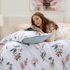 imageBedsure Duvet Cover Queen Size  100 Cotton Reversible Floral Queen Duvet Cover Set with Zipper Closure 3 Pieces Soft ampamp Breathable Green Bedding Set with 2 Pillow Shams 20quotx26quot07  Blue No Comforter