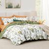 imageBedsure Duvet Cover Queen Size  100 Cotton Reversible Floral Queen Duvet Cover Set with Zipper Closure 3 Pieces Soft ampamp Breathable Green Bedding Set with 2 Pillow Shams 20quotx26quot04  Green No Comforter