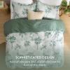 imageBedsure Duvet Cover Queen Size  100 Cotton Reversible Floral Queen Duvet Cover Set with Zipper Closure 3 Pieces Soft ampamp Breathable Green Bedding Set with 2 Pillow Shams 20quotx26quot03 Green Milieu No Comforter