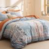imageBedsure Duvet Cover Queen Size  100 Cotton Reversible Floral Queen Duvet Cover Set with Zipper Closure 3 Pieces Soft ampamp Breathable Green Bedding Set with 2 Pillow Shams 20quotx26quot05  Light Blue No Comforter