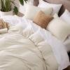 imageBedsure Duvet Cover Queen Size  Soft Cationic Dyed Duvet Cover Set for Kids with Zipper Closure 3 Pieces Bedding SetBeige 90quotx90quotBeige No Comforter
