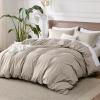 imageBedsure Duvet Cover Queen Size  Soft Cationic Dyed Duvet Cover Set for Kids with Zipper Closure 3 Pieces Bedding SetBeige 90quotx90quotBison No Comforter