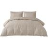 imageBedsure Duvet Cover Queen Size  Soft Cationic Dyed Duvet Cover Set for Kids with Zipper Closure 3 Pieces Bedding SetBeige 90quotx90quotBison No Comforter