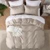imageBedsure Duvet Cover Queen Size  Soft Cationic Dyed Duvet Cover Set for Kids with Zipper Closure 3 Pieces Bedding SetBeige 90quotx90quotBison No Comforter