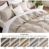 imageBedsure Duvet Cover Queen Size  Soft Cationic Dyed Duvet Cover Set for Kids with Zipper Closure 3 Pieces Bedding SetBeige 90quotx90quotBison No Comforter