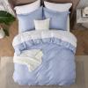 imageBedsure Duvet Cover Queen Size  Soft Cationic Dyed Duvet Cover Set for Kids with Zipper Closure 3 Pieces Bedding SetBeige 90quotx90quotBlue No Comforter