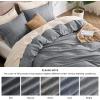 imageBedsure Duvet Cover Queen Size  Soft Cationic Dyed Duvet Cover Set for Kids with Zipper Closure 3 Pieces Bedding SetBeige 90quotx90quotDark Grey No Comforter