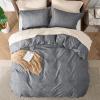 imageBedsure Duvet Cover Queen Size  Soft Cationic Dyed Duvet Cover Set for Kids with Zipper Closure 3 Pieces Bedding SetBeige 90quotx90quotDark Grey No Comforter