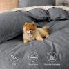 imageBedsure Duvet Cover Queen Size  Soft Cationic Dyed Duvet Cover Set for Kids with Zipper Closure 3 Pieces Bedding SetBeige 90quotx90quotDark Grey No Comforter