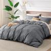 imageBedsure Duvet Cover Queen Size  Soft Cationic Dyed Duvet Cover Set for Kids with Zipper Closure 3 Pieces Bedding SetBeige 90quotx90quotDark Grey No Comforter