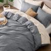 imageBedsure Duvet Cover Queen Size  Soft Cationic Dyed Duvet Cover Set for Kids with Zipper Closure 3 Pieces Bedding SetBeige 90quotx90quotDark Grey No Comforter