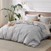 imageBedsure Duvet Cover Queen Size  Soft Cationic Dyed Duvet Cover Set for Kids with Zipper Closure 3 Pieces Bedding SetBeige 90quotx90quotGrey No Comforter