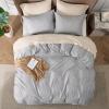 imageBedsure Duvet Cover Queen Size  Soft Cationic Dyed Duvet Cover Set for Kids with Zipper Closure 3 Pieces Bedding SetBeige 90quotx90quotGrey No Comforter