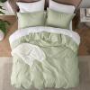 imageBedsure Duvet Cover Queen Size  Soft Cationic Dyed Duvet Cover Set for Kids with Zipper Closure 3 Pieces Bedding SetBeige 90quotx90quotOlive Green No Comforter