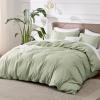 imageBedsure Duvet Cover Queen Size  Soft Cationic Dyed Duvet Cover Set for Kids with Zipper Closure 3 Pieces Bedding SetBeige 90quotx90quotOlive Green No Comforter