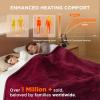 imageBedsure Electric Blanket King Size  Dual Control Heated Blanket King Size Fast Heating with 10 Time Settings ampamp 10 Heat Settings Warm Gift for Grandma 100x90 inches Grey07  Burgundy